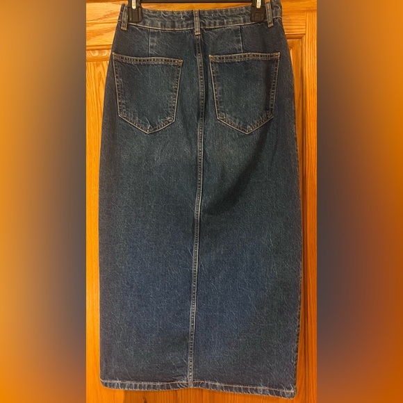 ZARA 70s Blue Cotton Denim Jean Front Vent‎ Midi Skirt Size Small - Picture 6 of 14